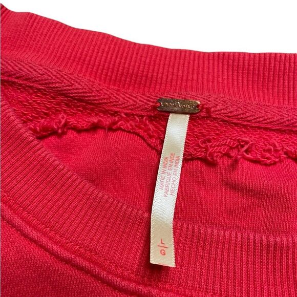 FREE PEOPLE Trish Crew Neck Long Sleeve Sweatshirt Top Red Size Large - Picture 8 of 8
